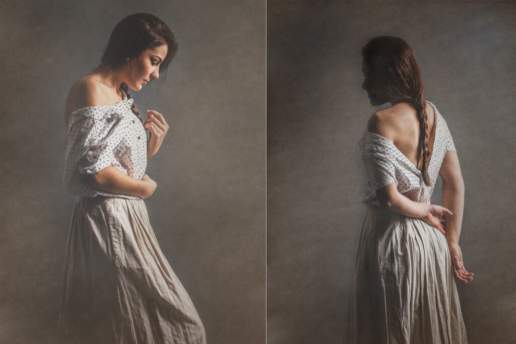 Portrait junge Frau in Kleid. Portraitfotograf Freiburg Fotostudio