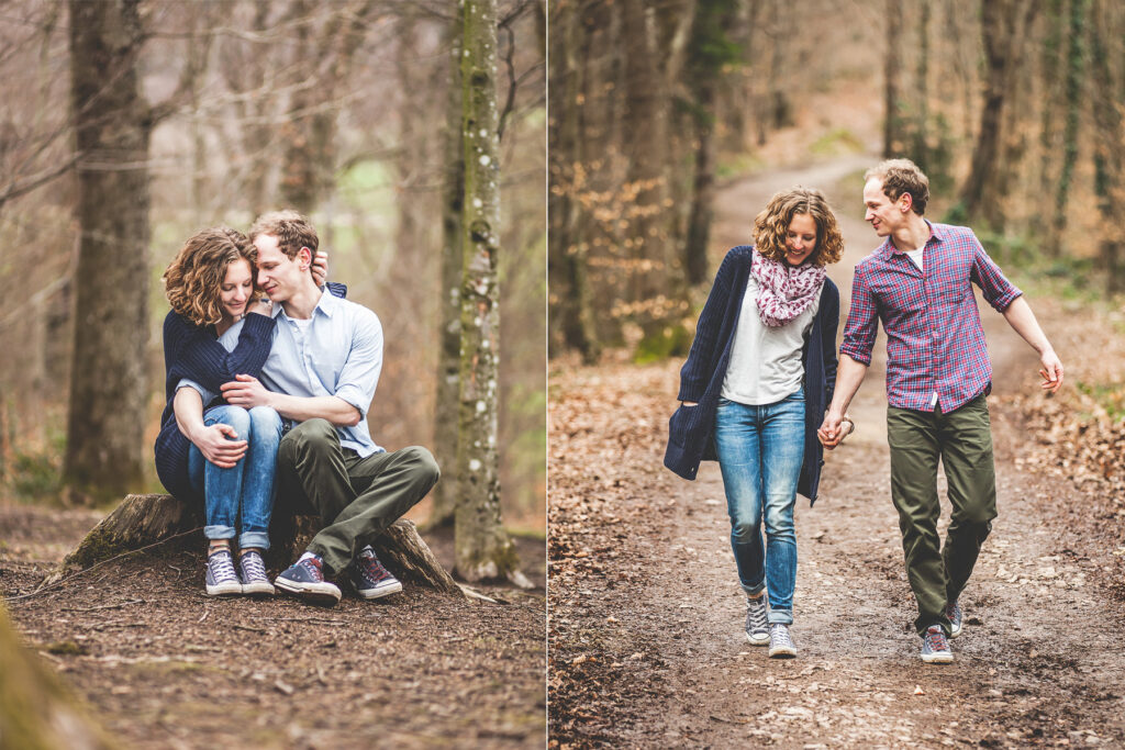 junges Pärchen im Herbstwald. Portraitfotograf Freiburg Fotostudio