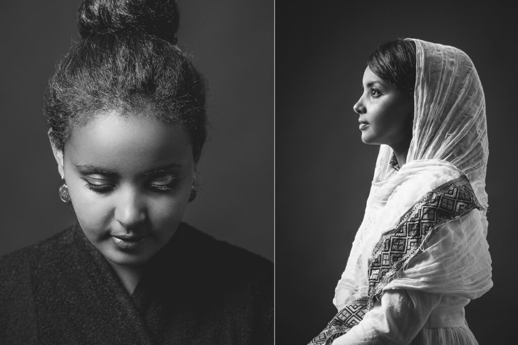 Front und Profil Portrait junge Frau. Portraitfotograf Freiburg Fotostudio