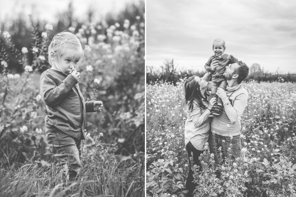 Familie im Rapsfeld. Familienfotograf Freiburg
