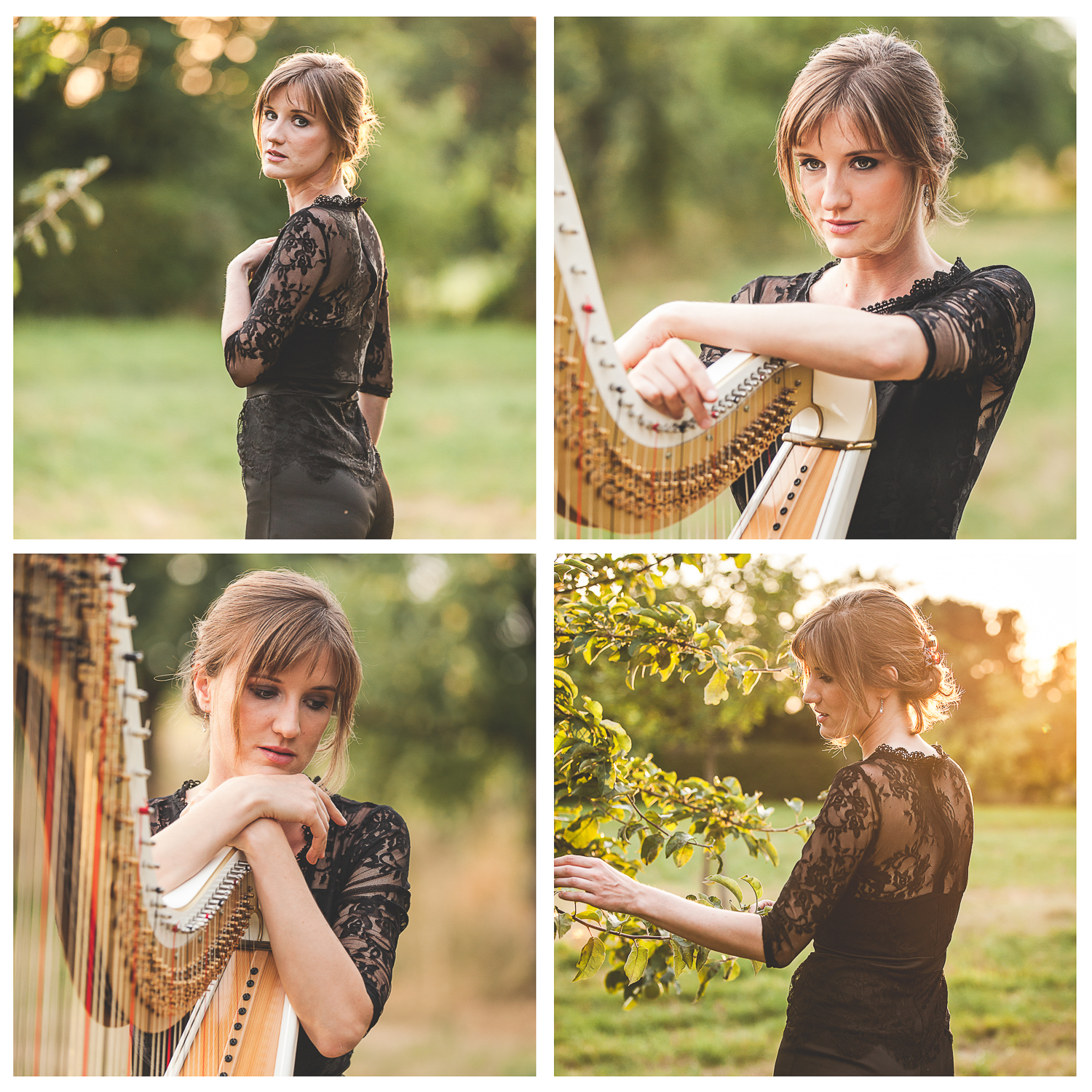 Musikerportrait. Künstlerin mit Harfe.