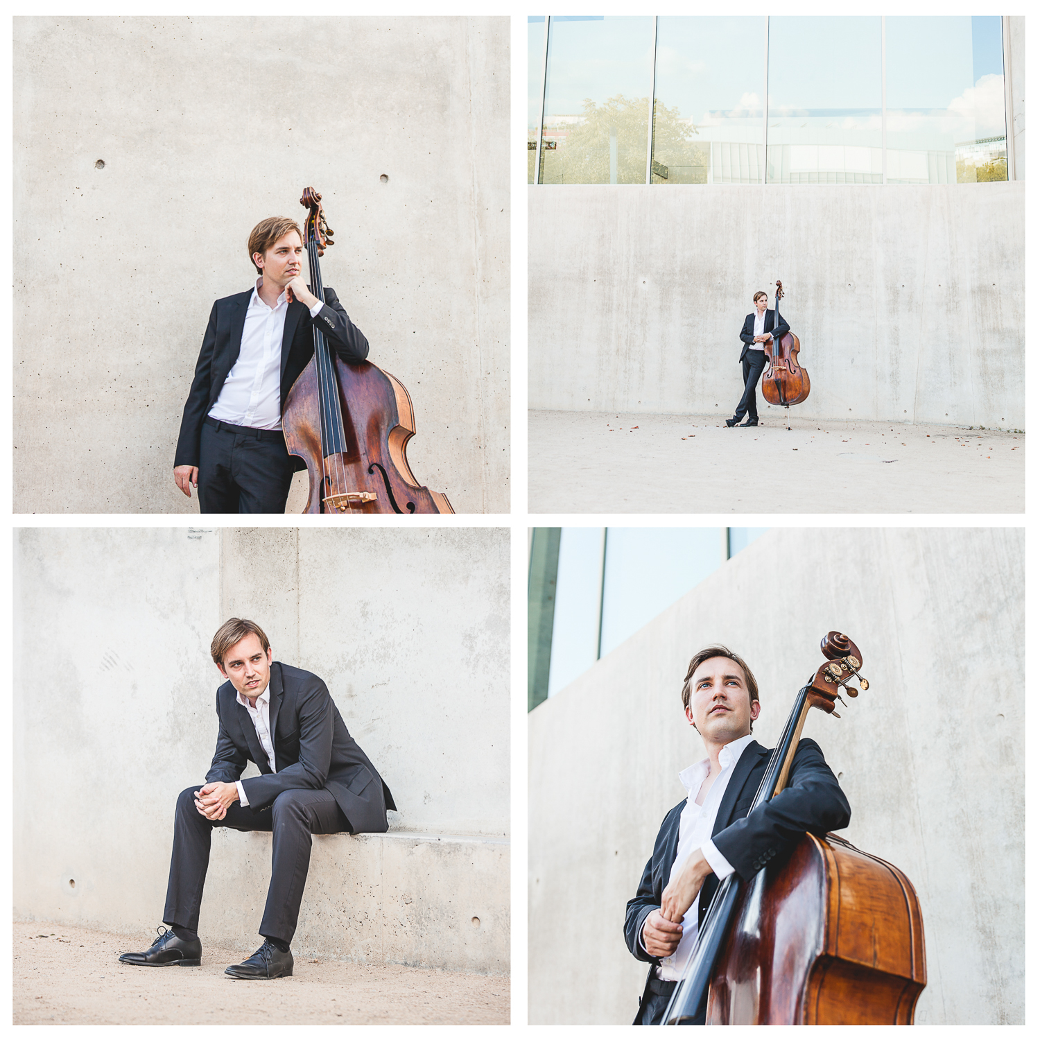 Musikerportrait mit Kontrabass.